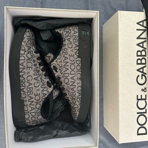 Dolce & Gabbana GRAY LOGO PRINT PORTOFINO SNEAKERS